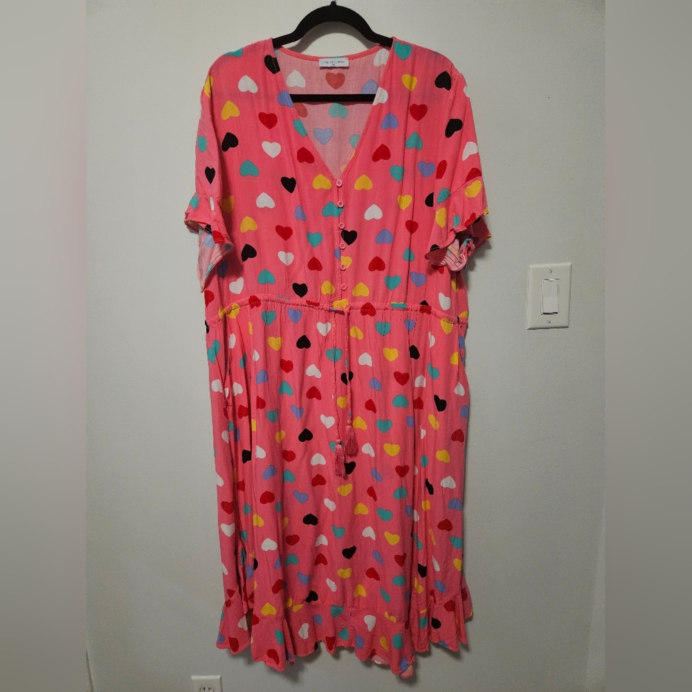 Pink Hearts Frill Dress, Plus Size 18 - Picture 4 of 12